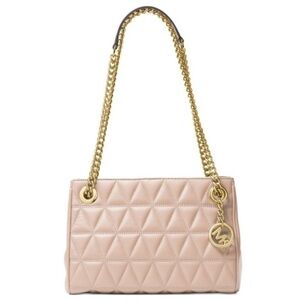Michael Kors Quilted Ballet Pink Blush Lamb Leather Crossbody Shoulder Bag Purse